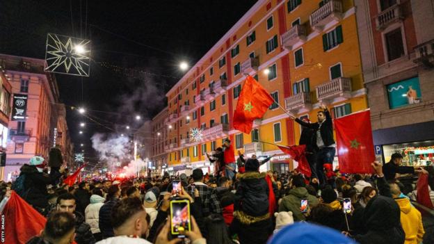 Victory is celebrated in Milan, Italy
