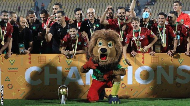 Moroccan team celebrate CHAN 2020 title