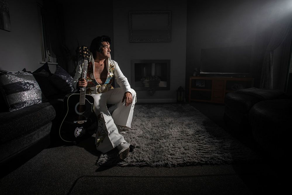 Elvis tribute artist Darren 'Graceland' Jones, from Pontypool, taken at his home ahead The Porthcawl Elvis Festival