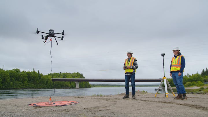 An AltoMaxx drone lifts off to begin a bathymetry mapping mission. - Contributed
