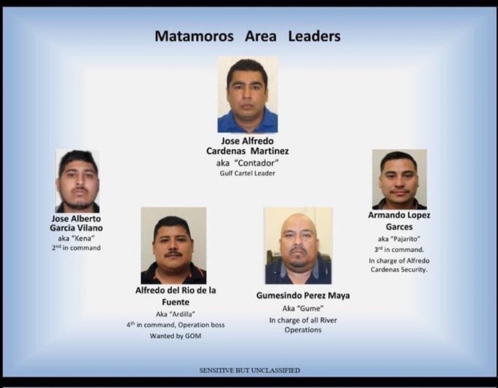 The most-wanted criminal leaders from the Gulf Cartel operating in Matamoros, Tamaulipas, Mexico.