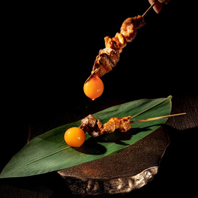 Tori Yoichi serves up skewers of must-try exotic chicken “lantern” grilled to perfection over high-quality Japanese binchotan charcoal