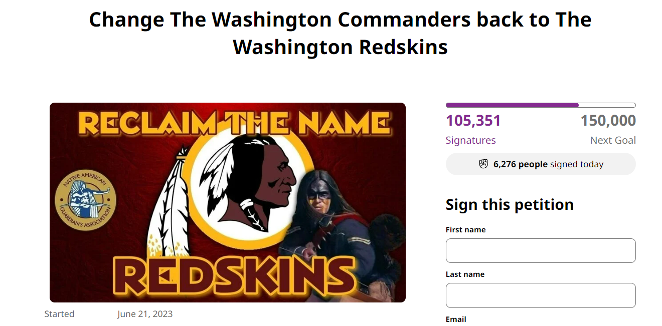 Redskins Petition