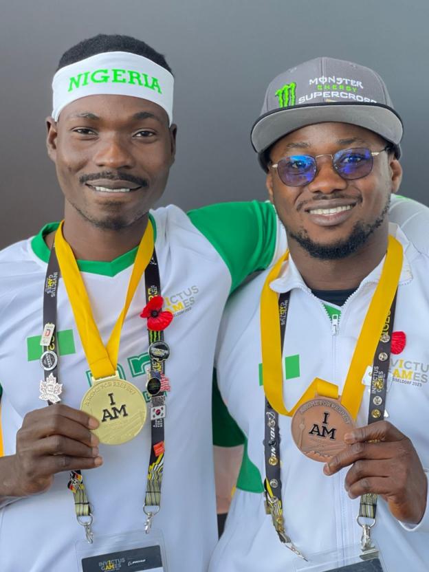 Nigeria medalists Peacemaker Azuegbulam (left) and Dazzi Gosa (right) at the Invictus Games in Germany
