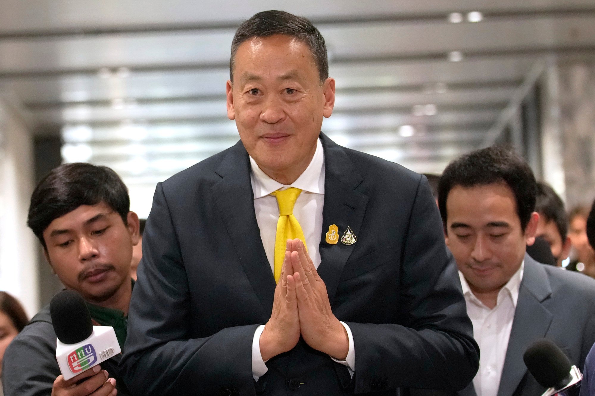 Thailand’s Prime Minister Srettha Thavisin arrives at Pheu Thai Party headquarters in Bangkok, Thailand, on August 24, 2023. Photo: AP