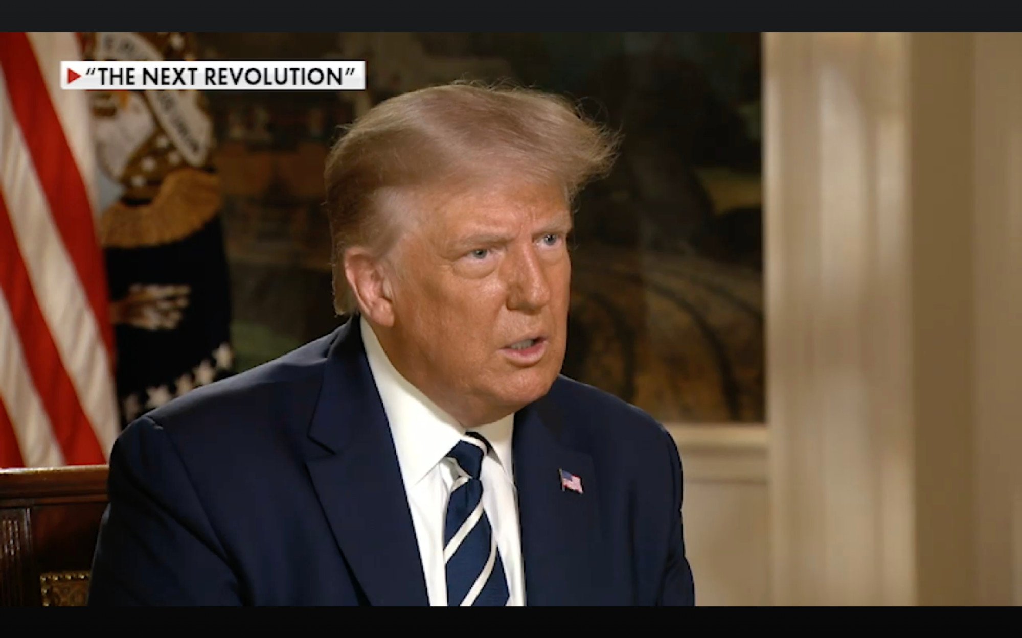 Then US president Donald Trump is interviewed on Fox News’ The Next Revolution, in August 2020. Murdoch’s role at the heart of Fox News, aligning with Trump and US populist politics, will perhaps be his most regrettable legacy. Photo: Captured from Fox News