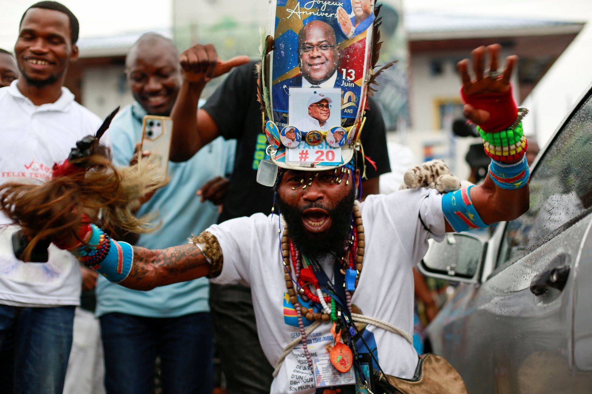 Supporters of President Félix Tshisekedi celebrate his win after the announcement of provisional results of the December presidential election in Kinshasa, Democratic Republic of Congo on Sunday. Photo: Reuters