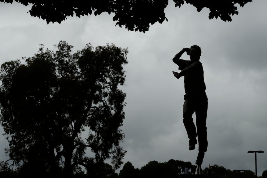 Shane Warne statue is shown