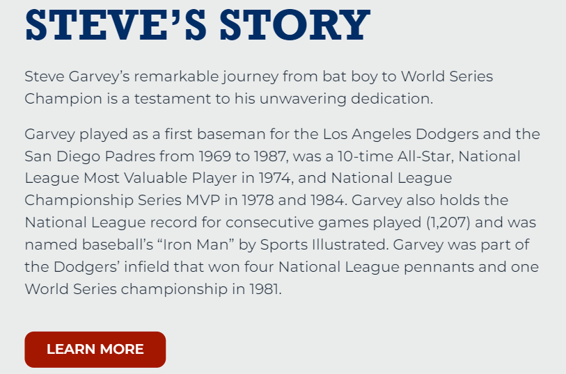 Steve Garvey Senate Bio