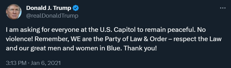 Trump J6 Tweet