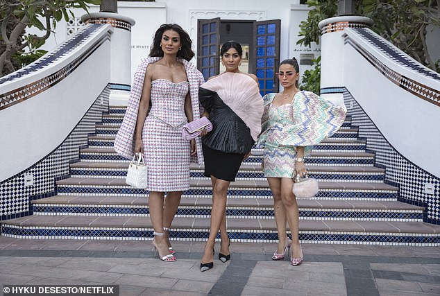 Former Londoner Safa Siddiqui, right, featured on Netflix reality TV series Dubai Bling along with Zeina Khoury, left, and Fahana Bodi, middle