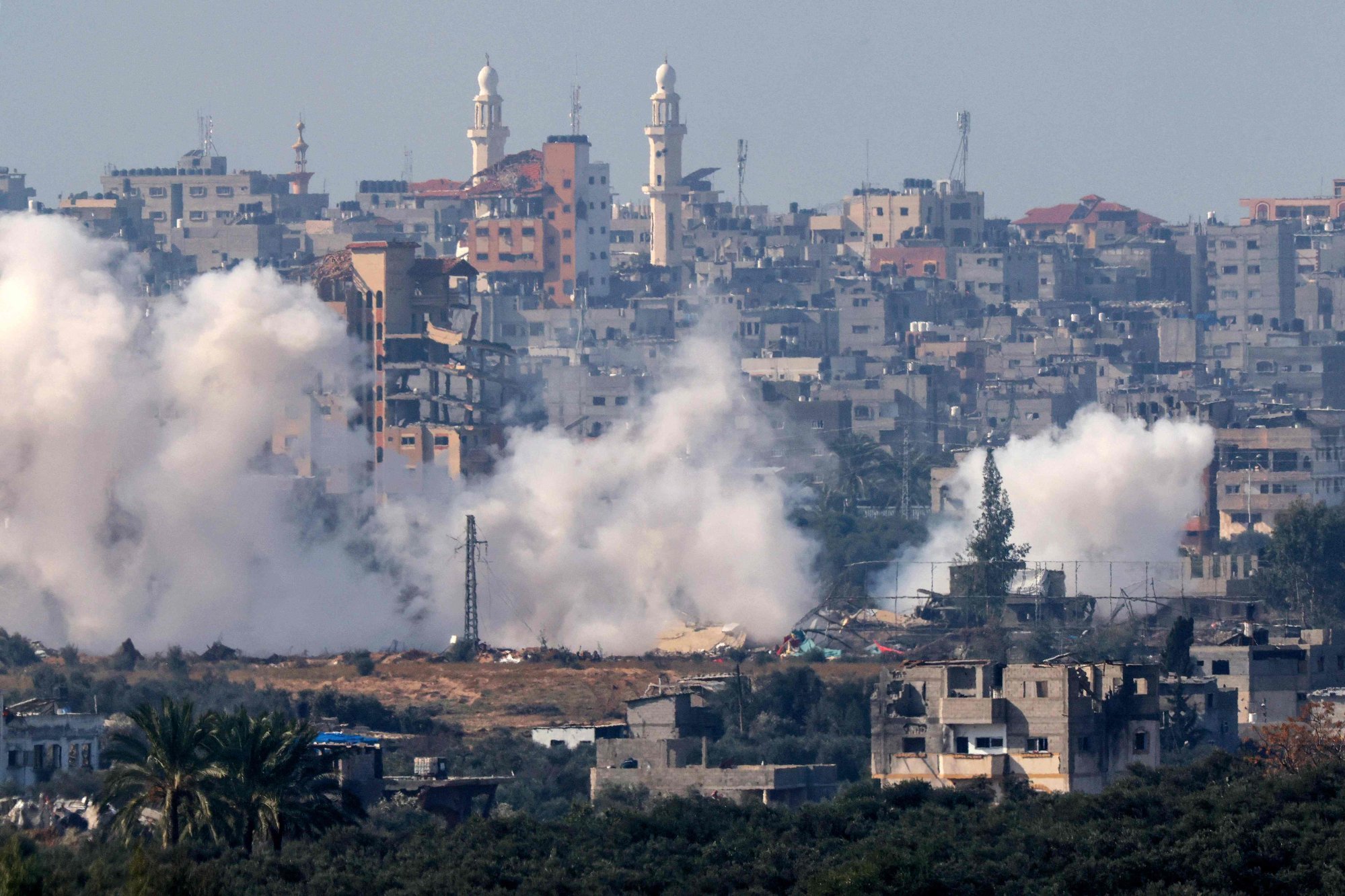 The Gaza Strip during an Israeli bombardment on Thursday. Photo: AFP