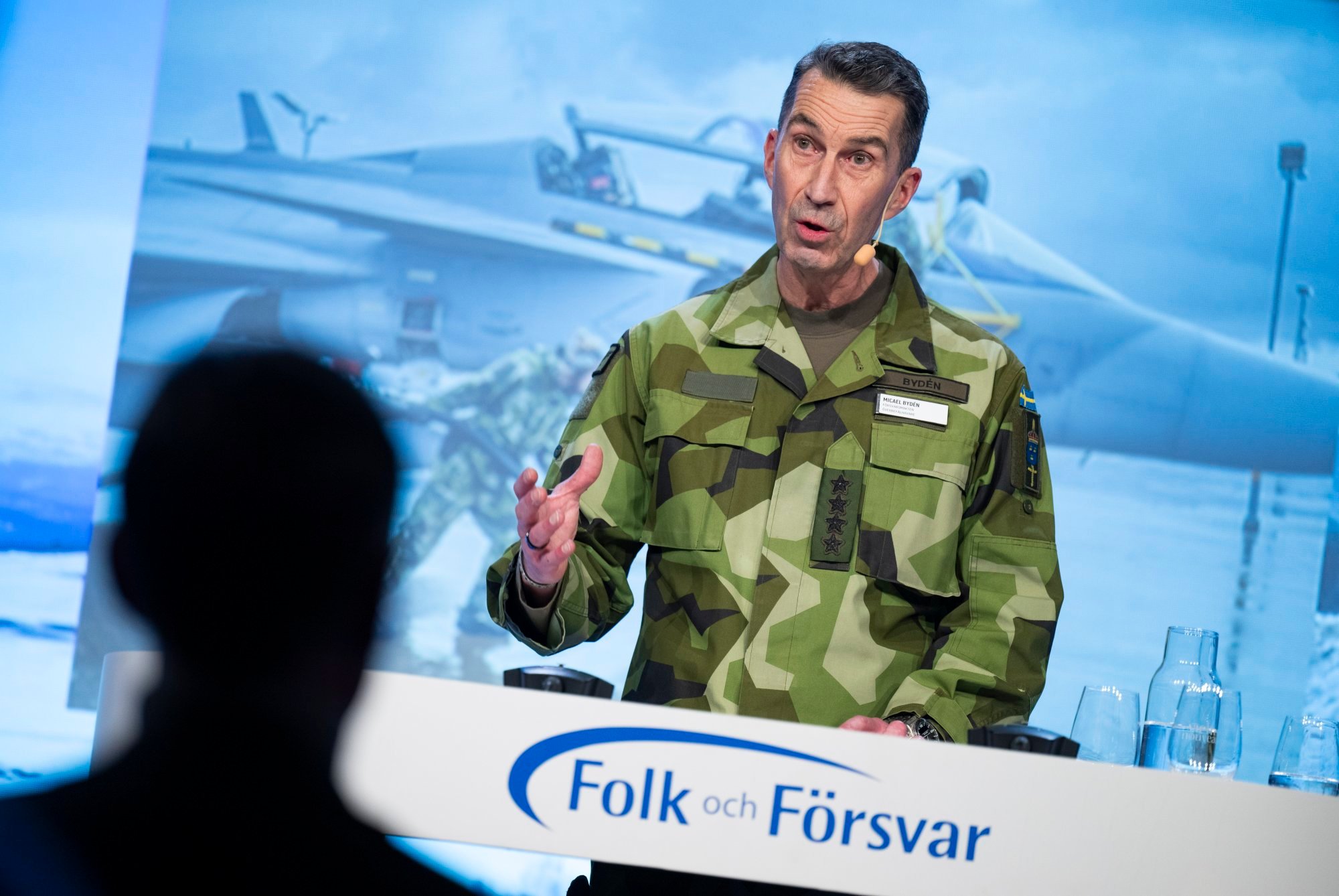 Sweden’s Commander-in-Chief Micael Byden speaks at a conference in Salen, Sweden on January 8. Photo: EPA-EFE