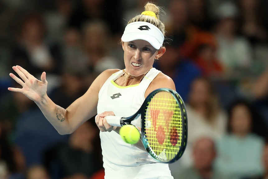 Storm Hunter plays a forehand at the 2024 Australian Open.