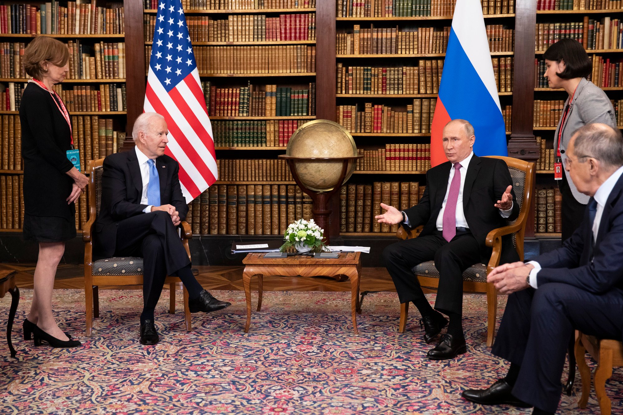 US President Joe Biden and Russian President Vladimir Putin meet at Villa La Grange in Geneva, Switzerland in June 2021. Photo: TNS