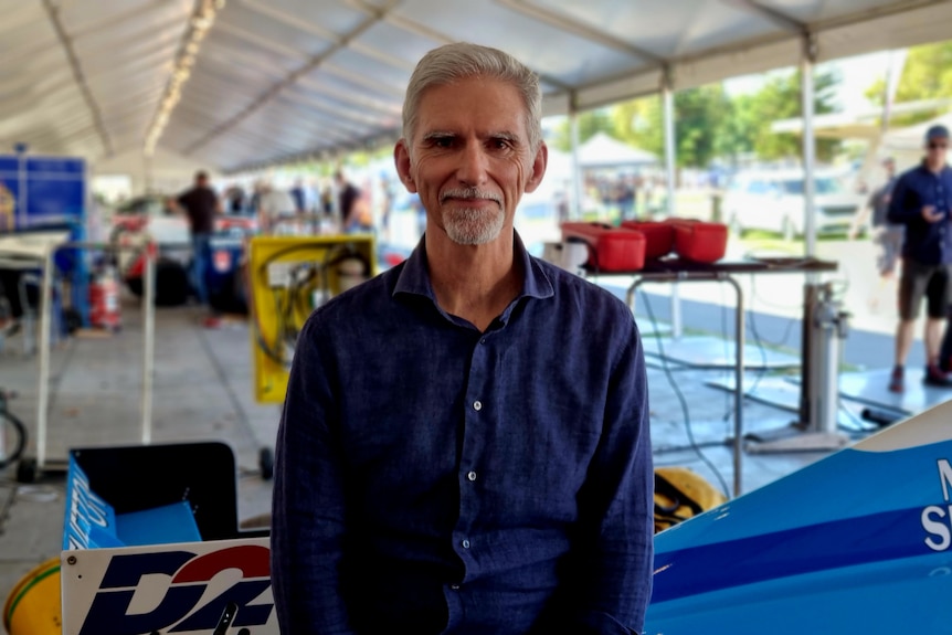 Damon Hill smiles.