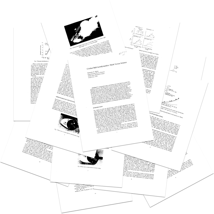 An image of multiple pages of an old research document spread over each other