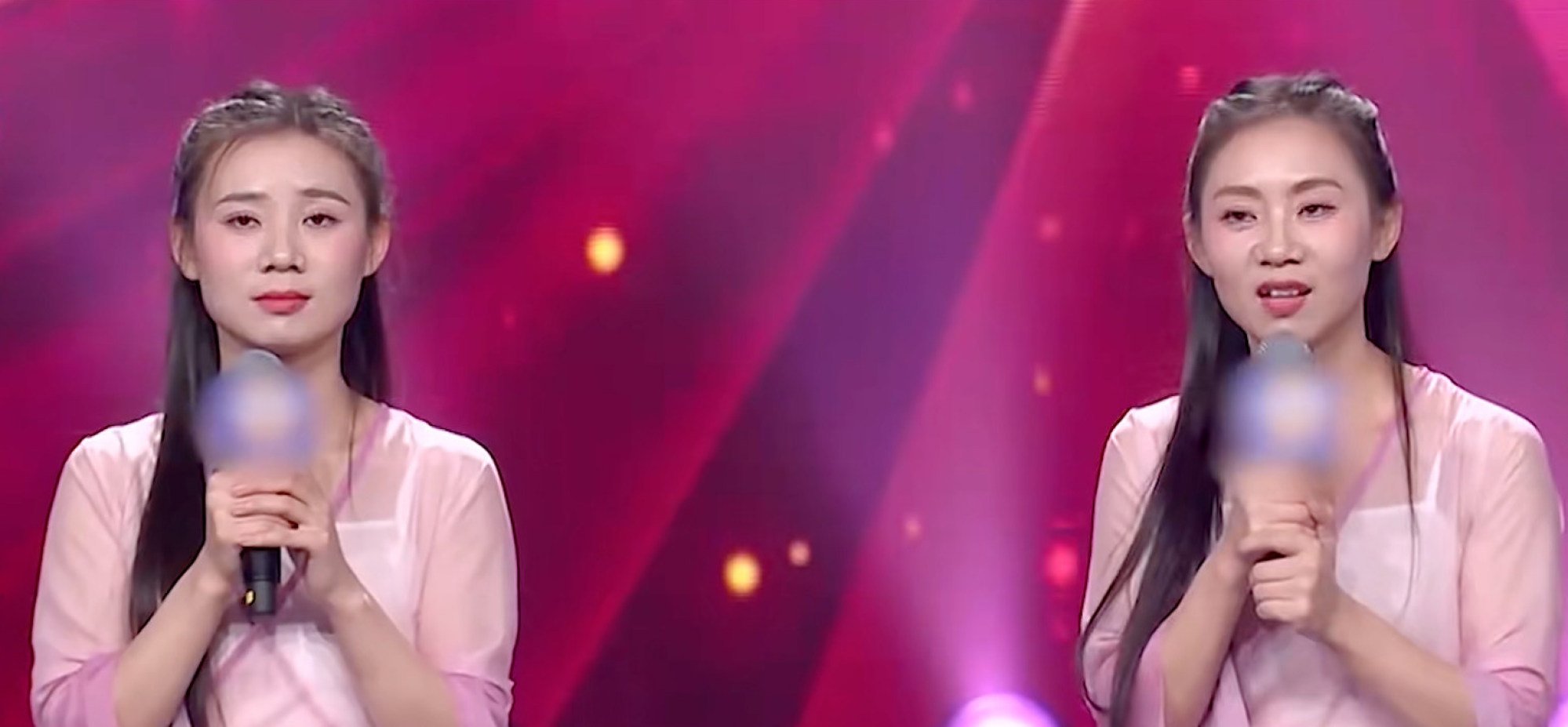 The sisters appeared on a TV show and say they use their identical looks to play pranks on family and friends. Photo: Baidu