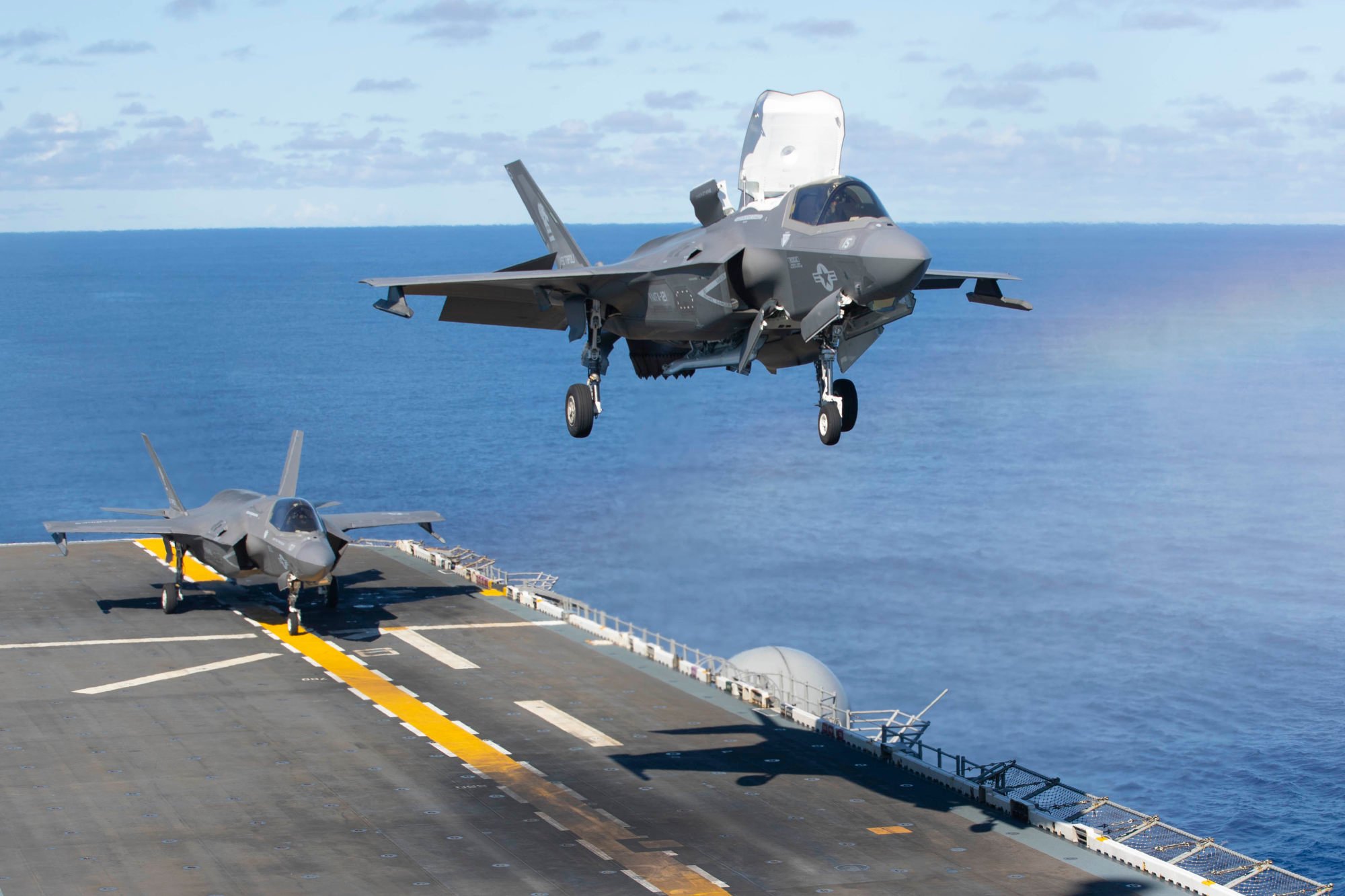 An F-35B Lightning II lands on the flight deck of a US aircraft carrier in 2022. Japan’s Kaga carrier has been refitted to deploy F-35Bs. Photo: US Navy/Handout