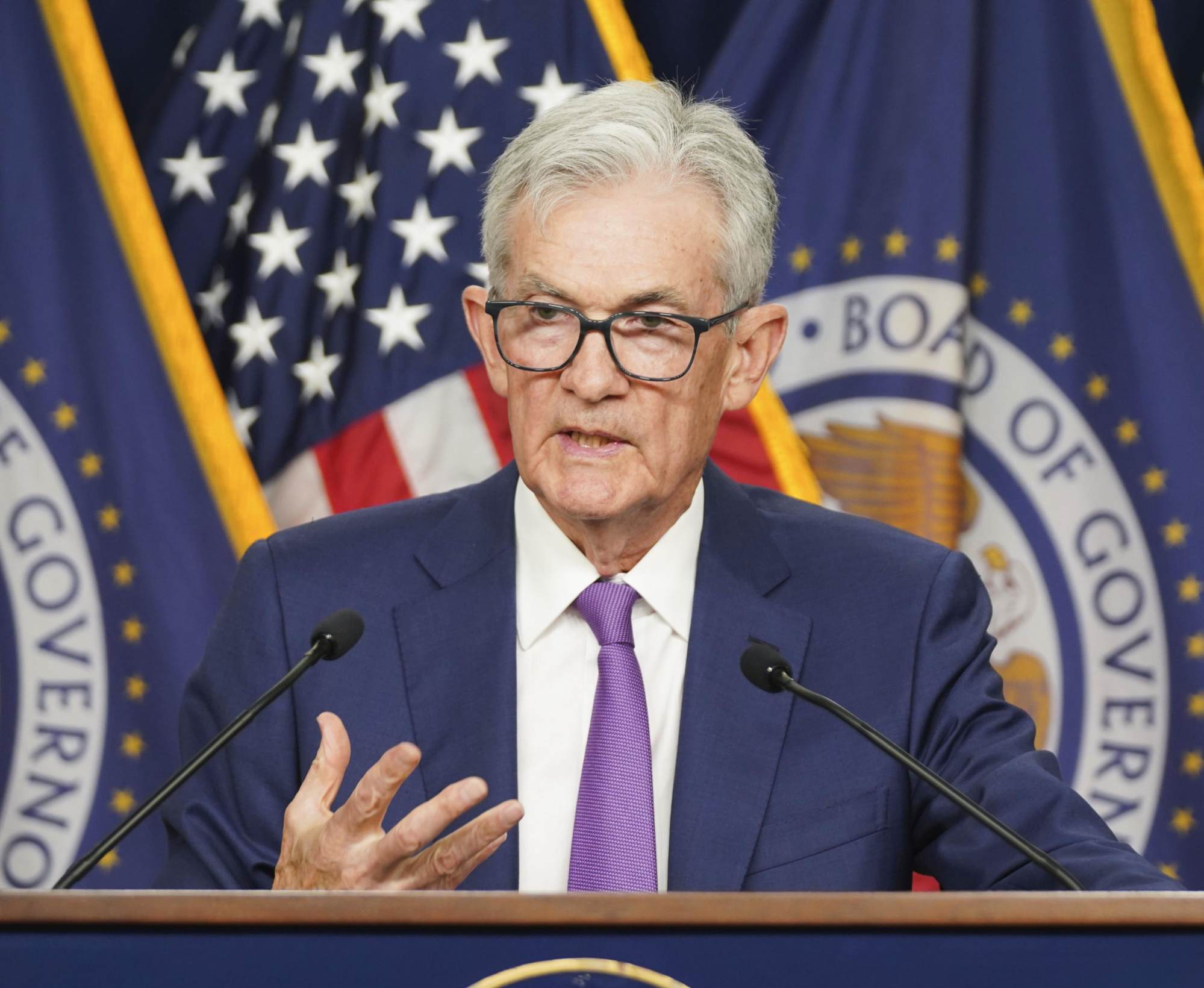 US Federal Reserve Chairman Jerome Powell speaks at a press conference in Washington on May 1, 2024. Photo: Kyodo