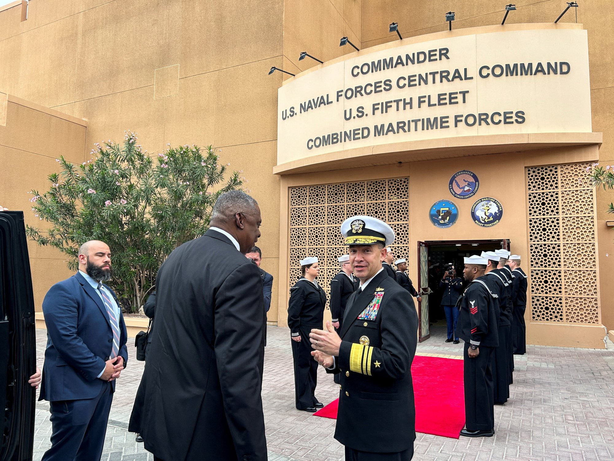 US Defence Secretary Lloyd Austin visits the US Navy’s Fifth Fleet headquarters in Manama, Bahrain, in December. Photo: Reuters