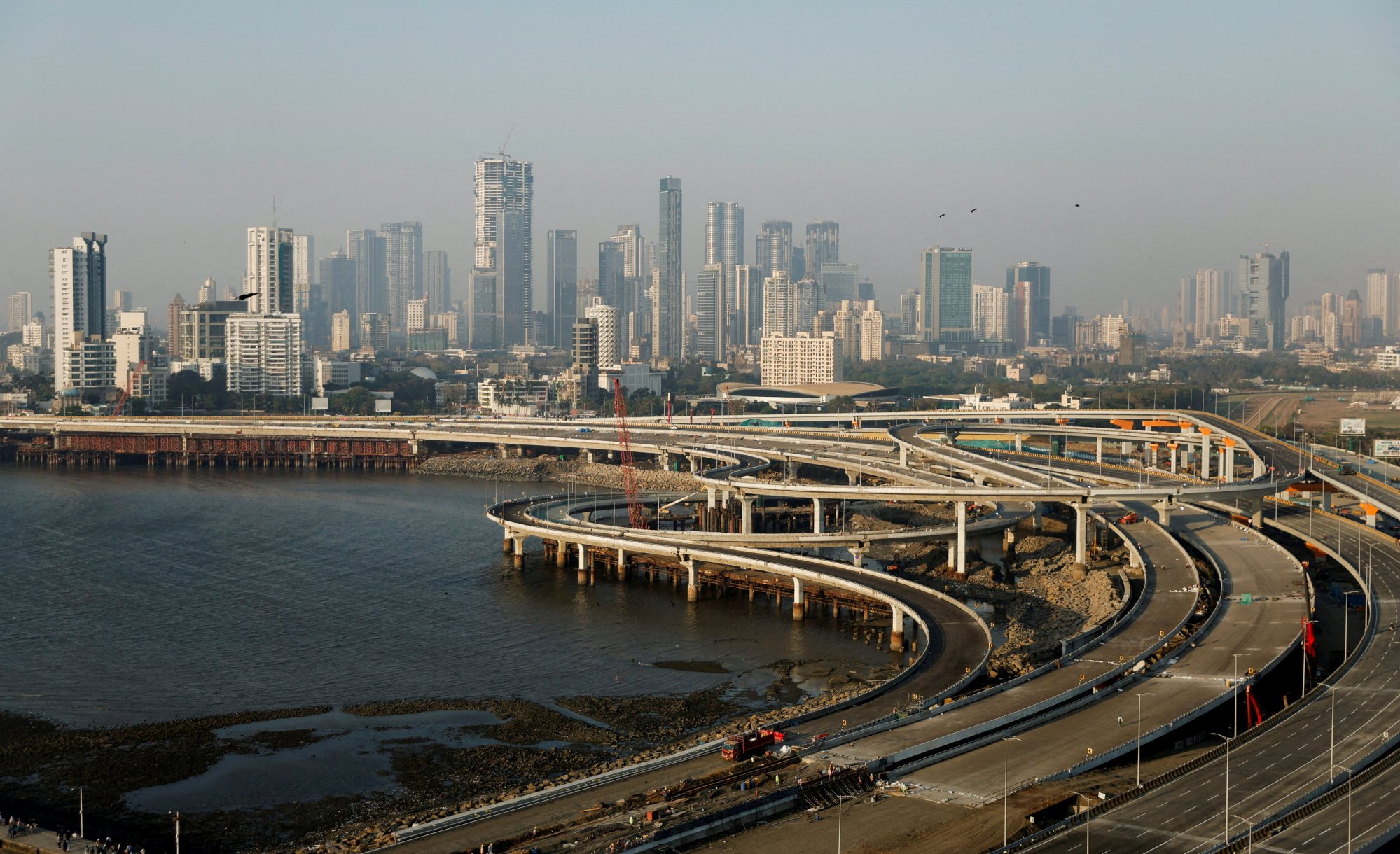 Road construction is seen in Mumbai, some 100km south of the proposed new deep water port at Vadhavan. Photo: Reuters
