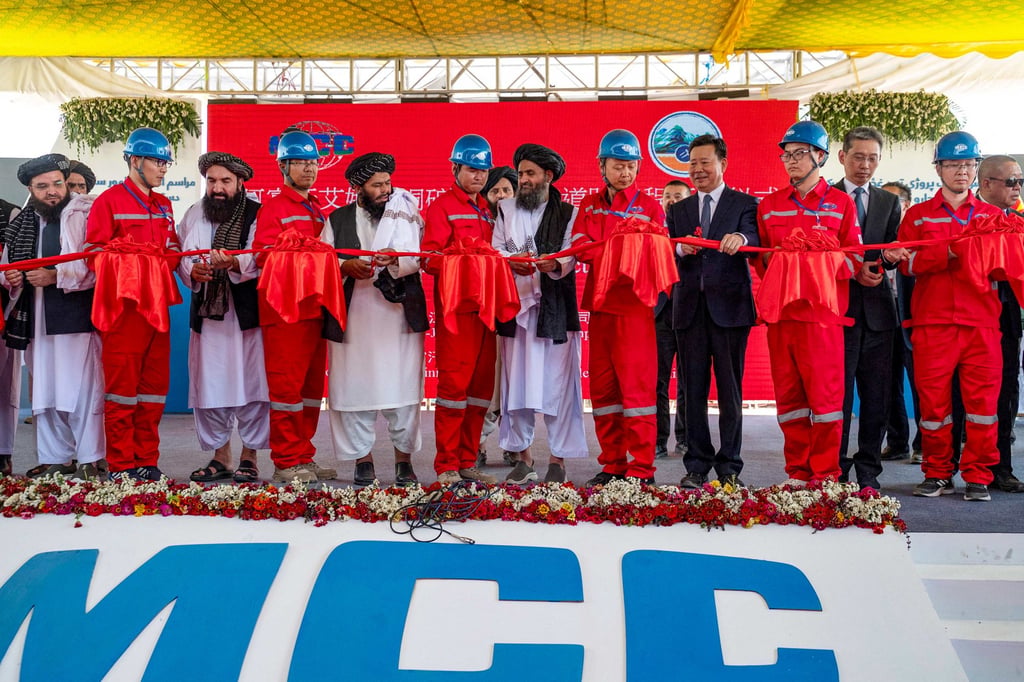 Afghan and Chinese officials attend a ribbon-cutting ceremony to inaugurate the project on Wednesday. Photo: AFP
