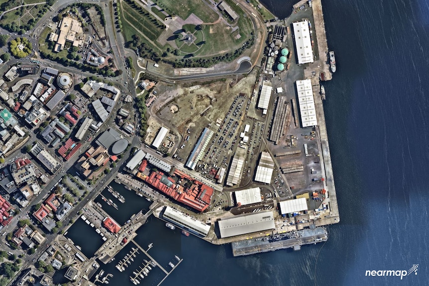 A satellite image a construction site.