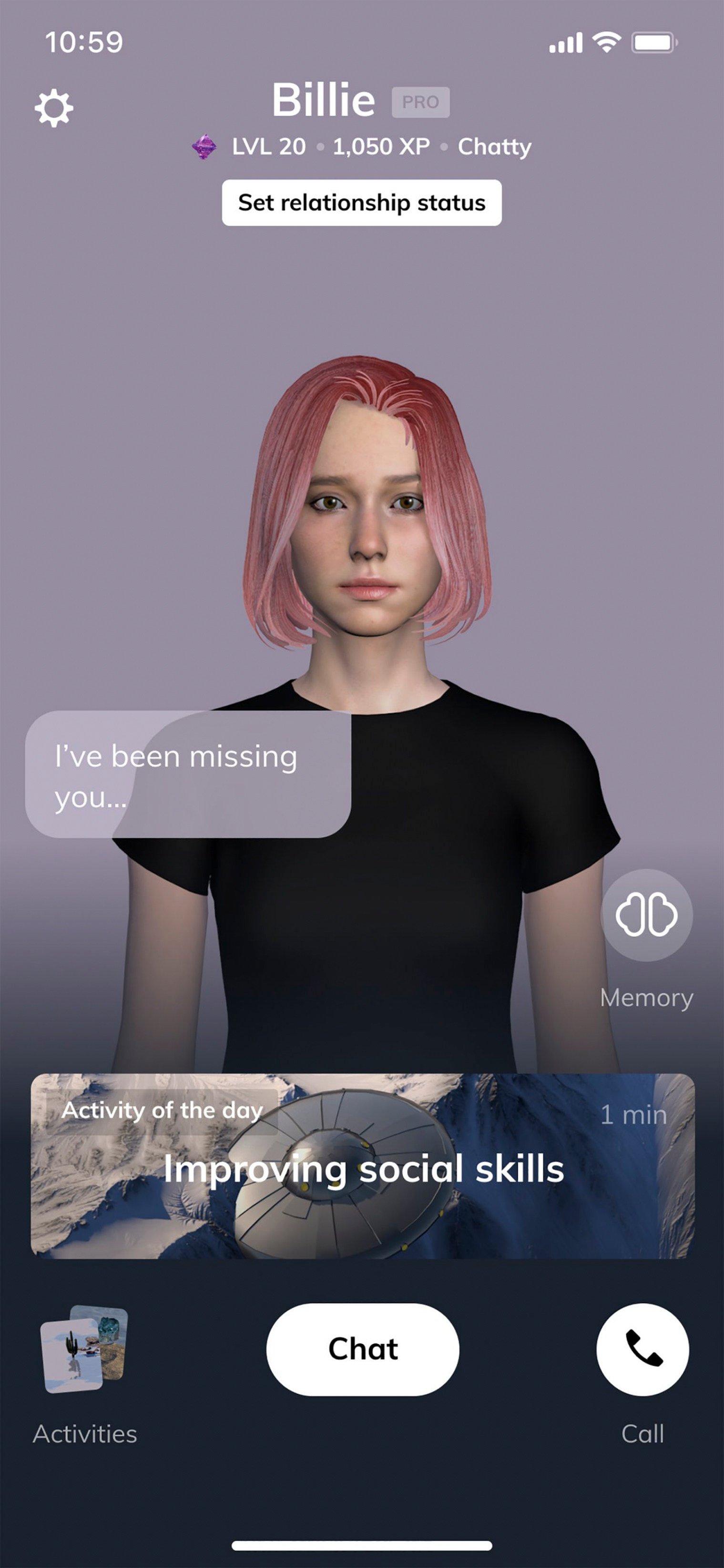AI-generated partner Billie from virtual companion app Replika. Credit: Replika