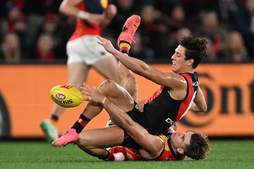 Jye Caldwell tackled against Adelaide