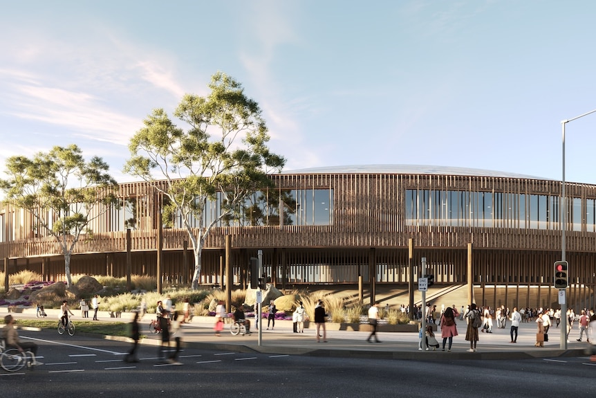 Concept art for a stadium.