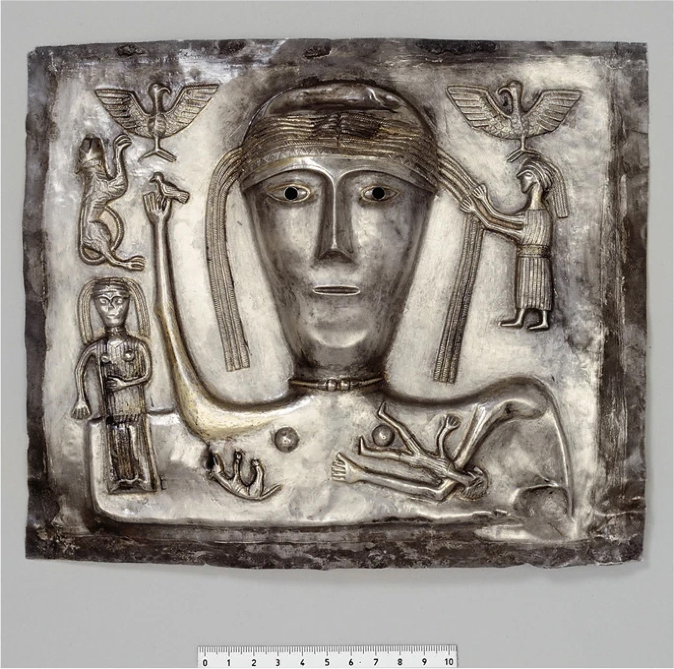 The Gundestrup cauldron is a ceremonial vessel made of silver, known for its intricate and detailed craftsmanship, often associated with ritualistic and ceremonial practices. Photo: Kit Weis, National Museum of Denmark