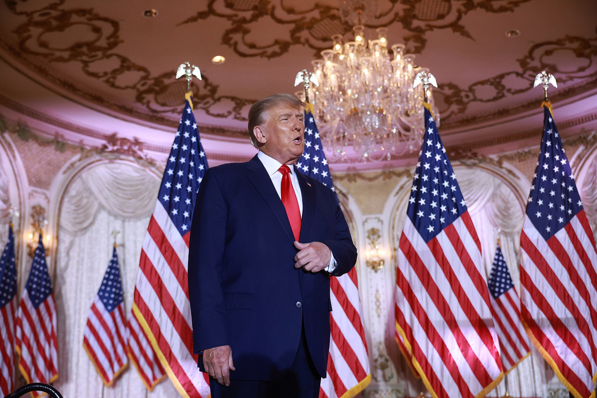 Former US President Donald Trump arrives to speak during an event at his Mar-a-Lago home in November 2022. Photo: TNS