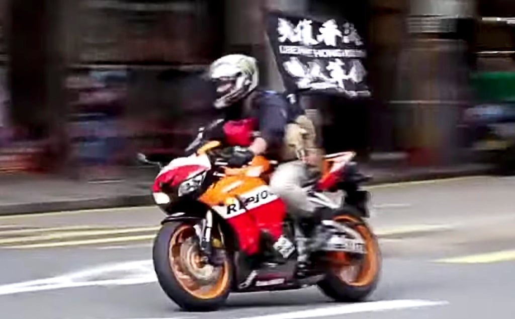 Leon Tong rode his motorbike into a group of police officers in 2020. Photo: Cable TV