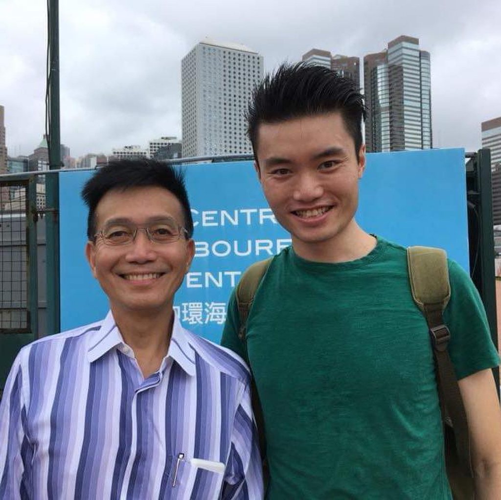 Sam Cheung (right) with Dr Lai Ching-lung. Photo: Facebook/English Lesson for Freedom