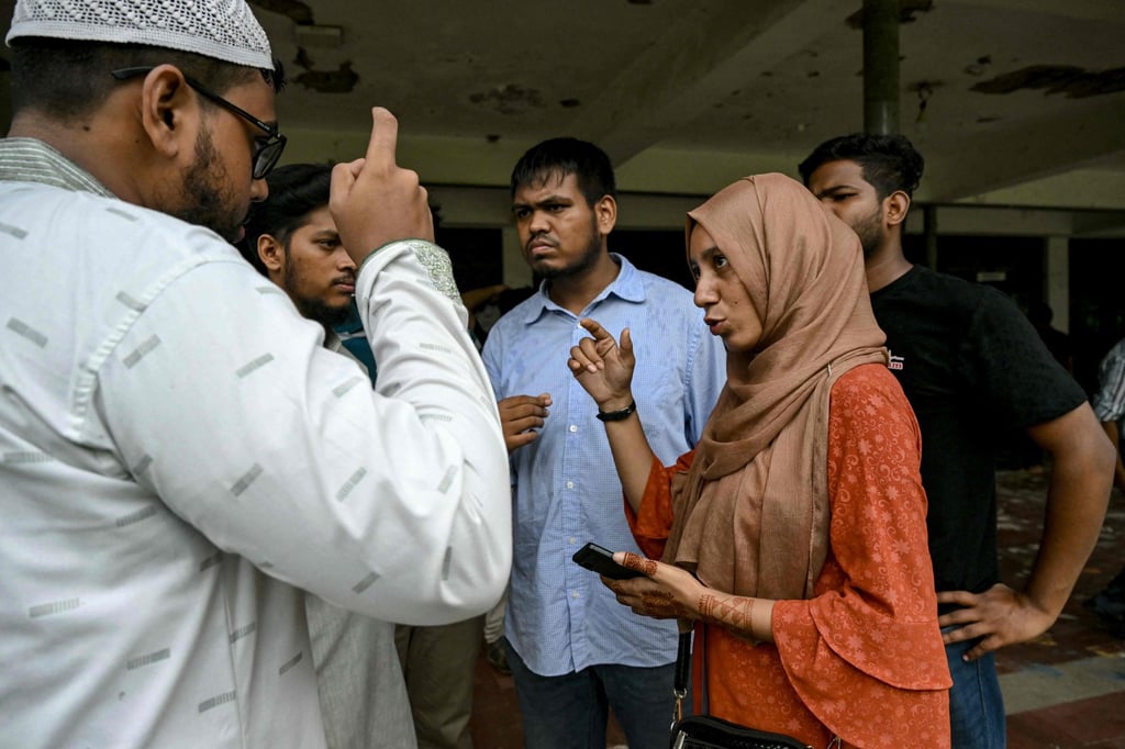 Nahida Bushra, 23, played a key role mobilising her fellow women classmates to attend rallies. Photo: AFP