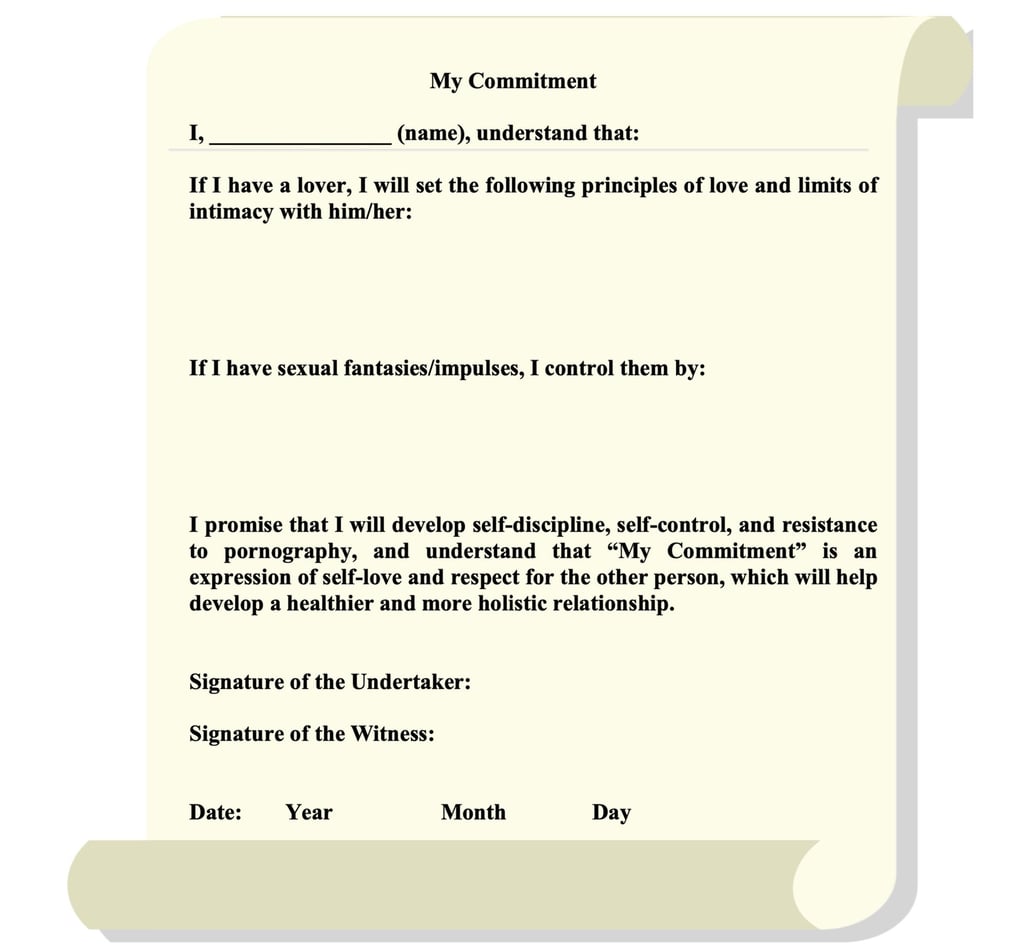 The Education Bureau commitment form, drawn up as part of its suggestions for sex education in schools. Photo: Handout