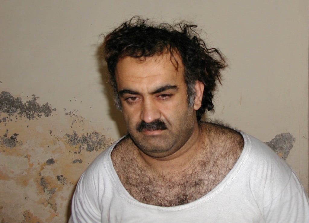 Khalid Sheikh Mohammed, the alleged mastermind behind the September 11 attacks, is seen shortly after his capture during a raid in Pakistan on March 1, 2003. Mohammed has agreed to plead guilty in his trial, the Defense Department said on Wednesday. Photo: AP