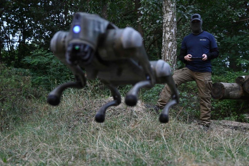 If the robot dogs were ever to fall into Russian hands, an emergency switch allows the operator to erase all its data. Photo: AFP
