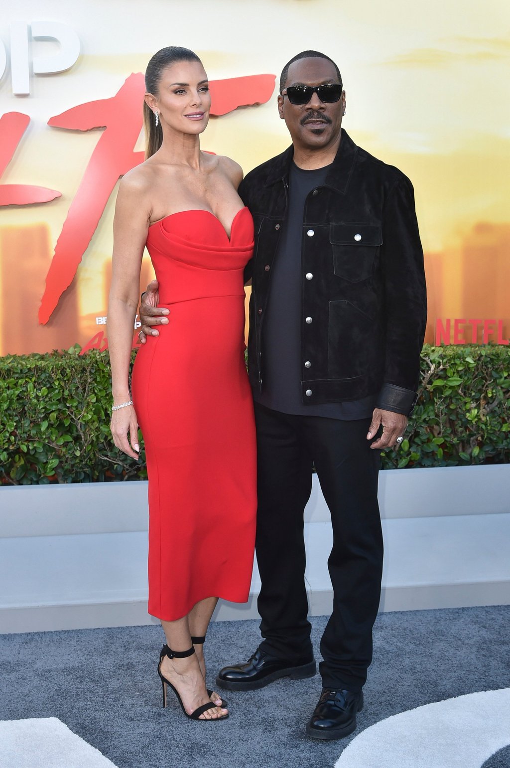 Eddie Murphy and his partner Paige Butcher at the premiere of Beverly Hills Cop: Axel F in California on June 20. Photo: Invision / AP