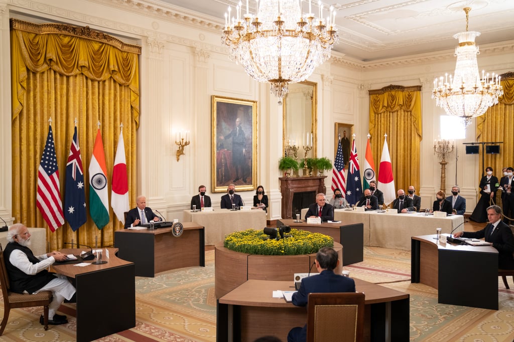 Quad leaders, hosted by US President Joe Biden, meet at the White House in 2021. Photo: Bloomberg