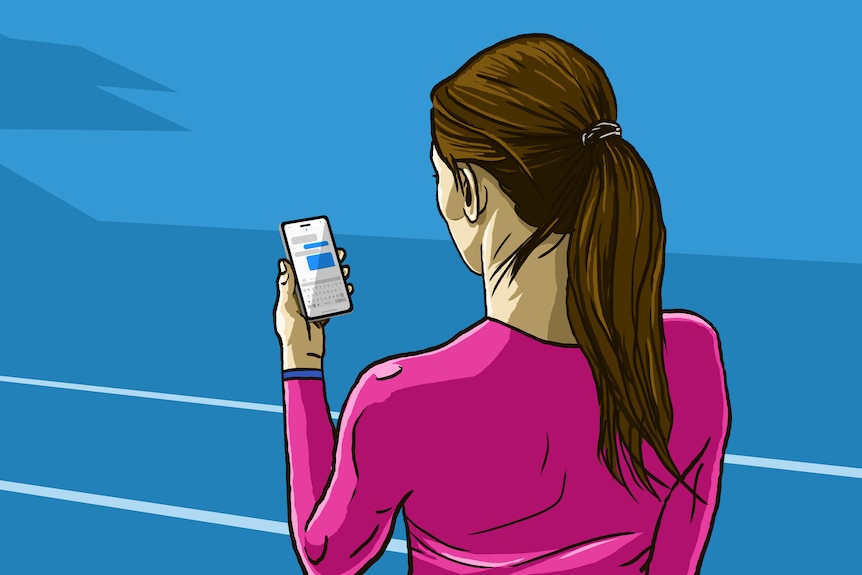 An illustration of a gymnast looking at their phone.