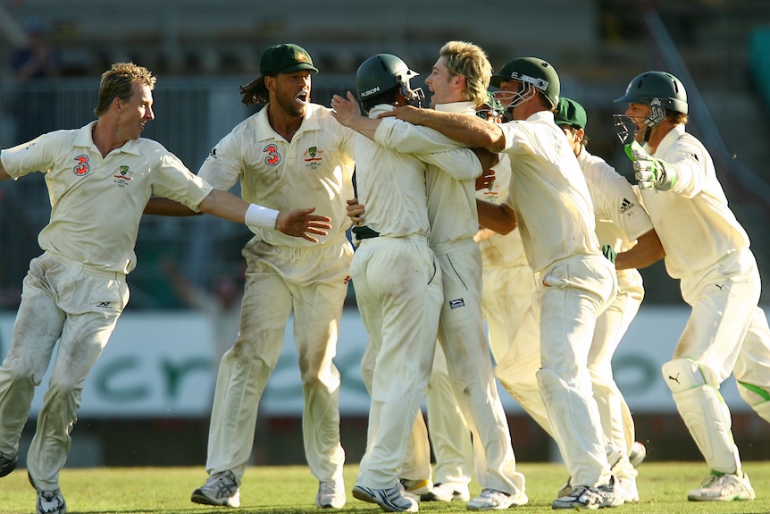 Australia celebrates with Michael Clarke