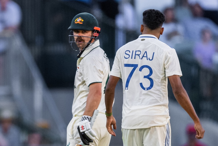 Australia batter Travis Head has heated words with India bowler Mohammed Siraj during a cricket Test.