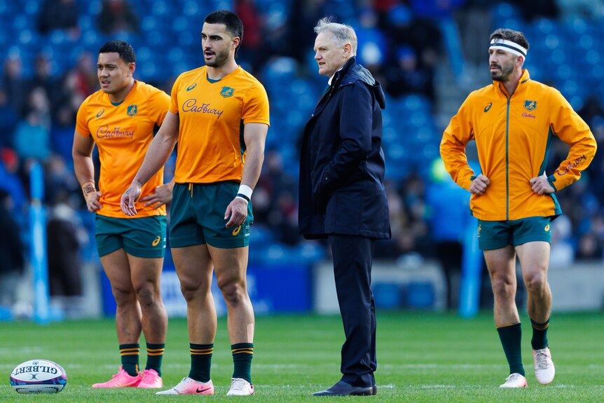 Joe Schimdt talks to his players