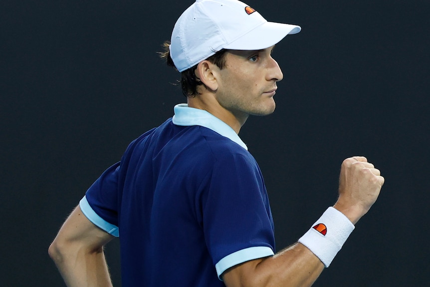 Francesco Passaro clenches his fist