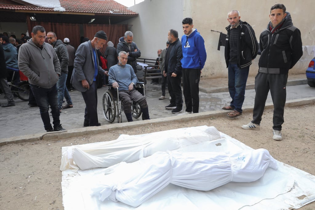 Bodies of Palestinians killed in Israeli strikes, ahead of a ceasefire set to take effect on Sunday. Photo: Reuters