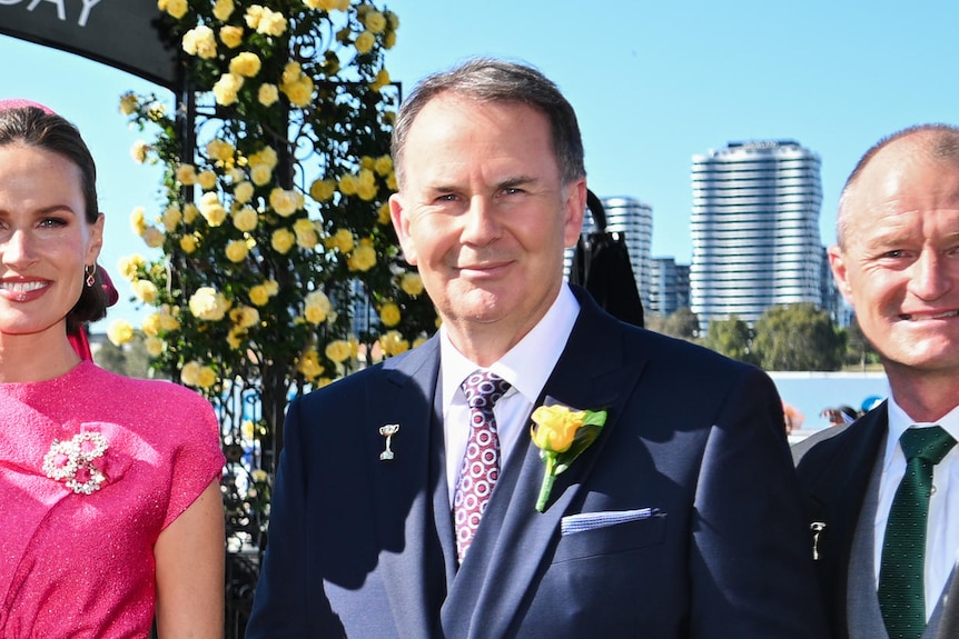 Channel Nine commentator Tony Jones at the Melbourne Cup.