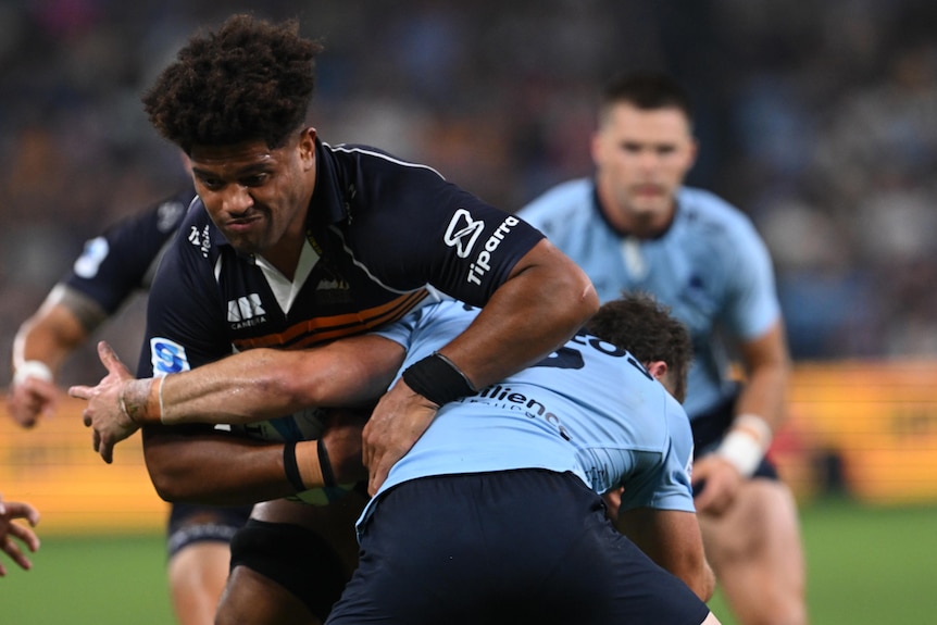 Rob Valetini makes a hit-up for the Brumbies against Waratahs.