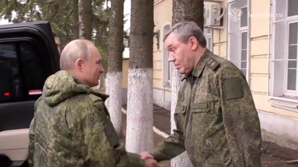 Russia’s President Vladimir Putin visits a command point for Russian troops involved in the counteroffensive in the Kursk region in footage released on Wednesday. Photo: Kremlin.ru via AFP